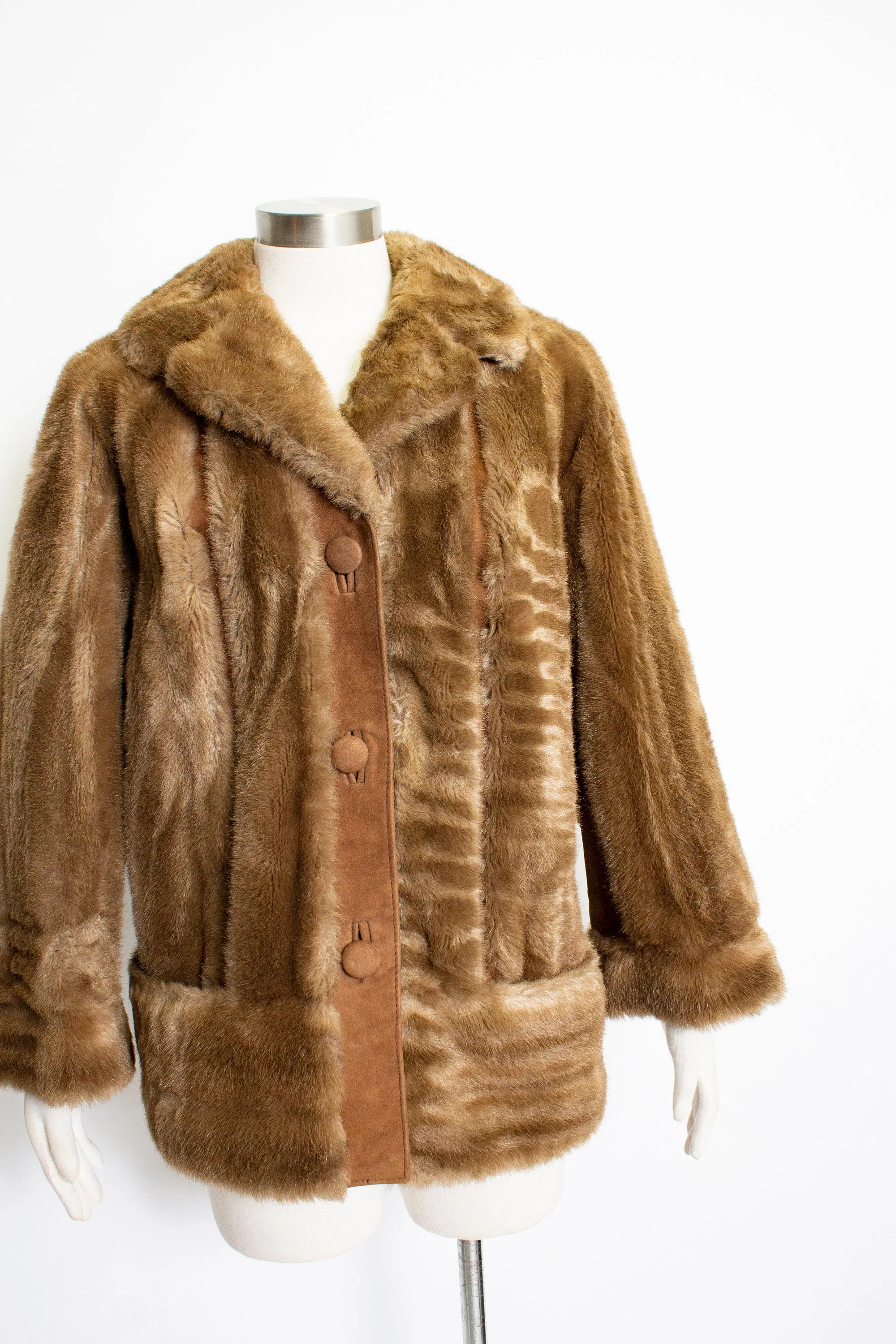 1970s LILLI ANN Coat FAUX Fur Suede M