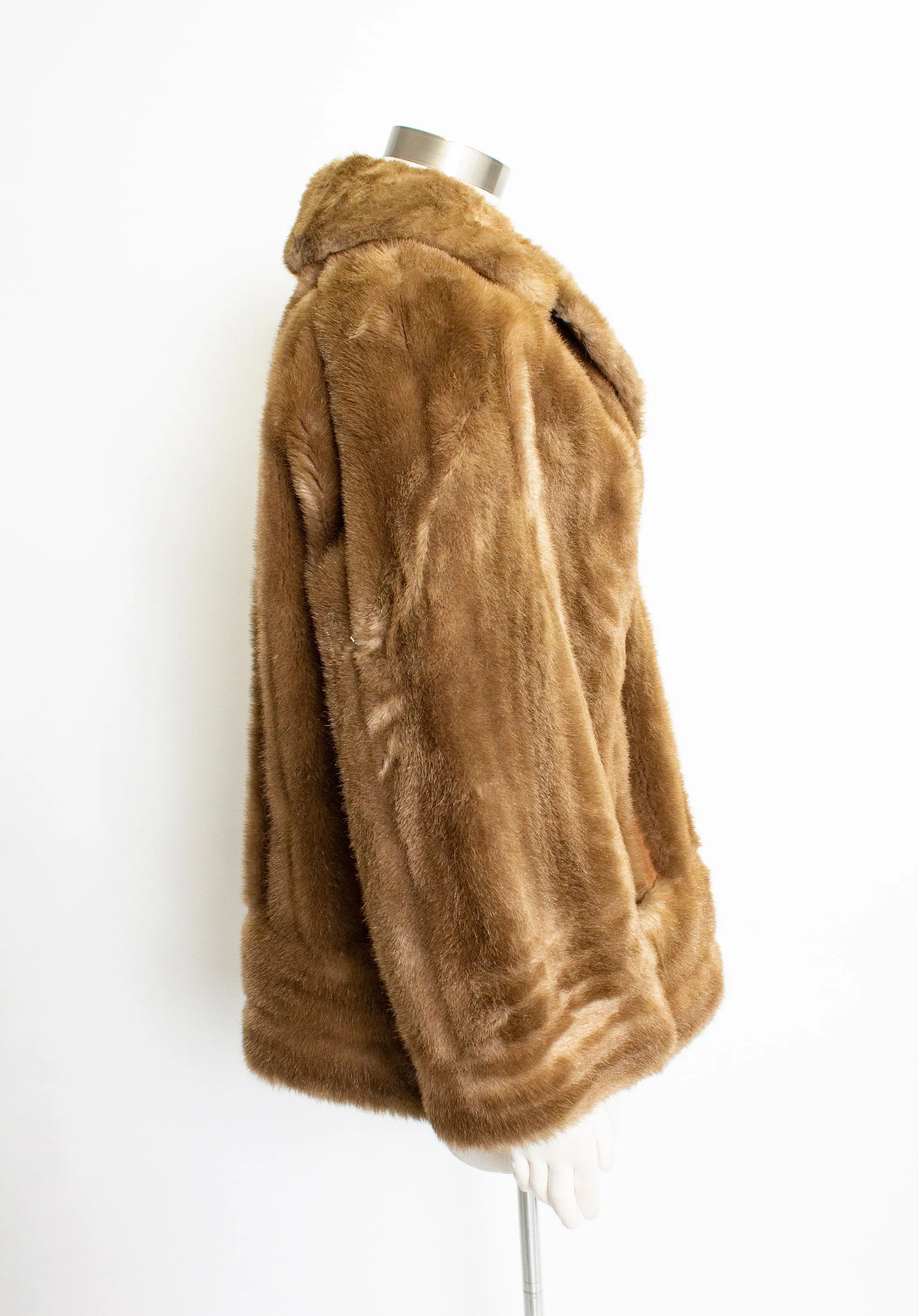 1970s LILLI ANN Coat FAUX Fur Suede M