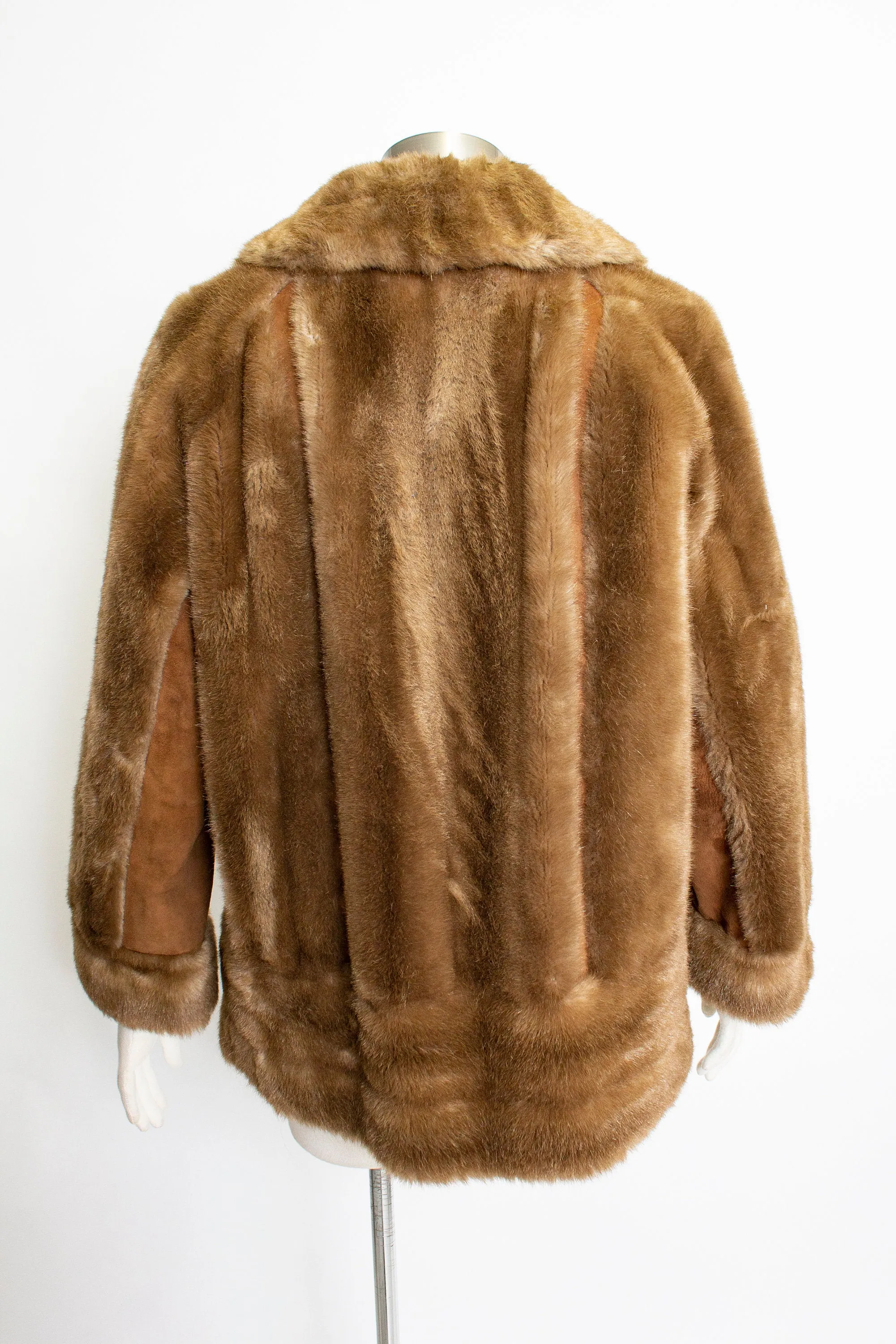 1970s LILLI ANN Coat FAUX Fur Suede M