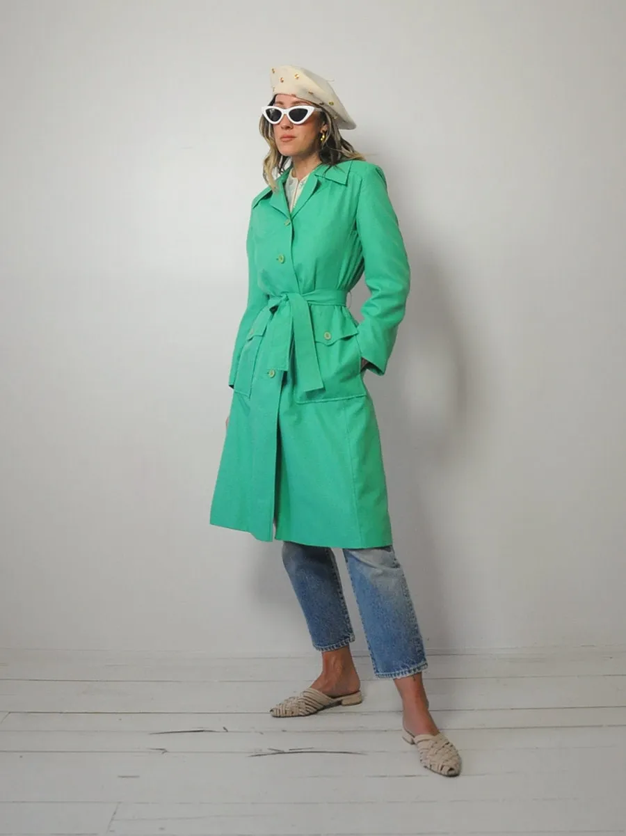 1970's Spring Green Trench Coat