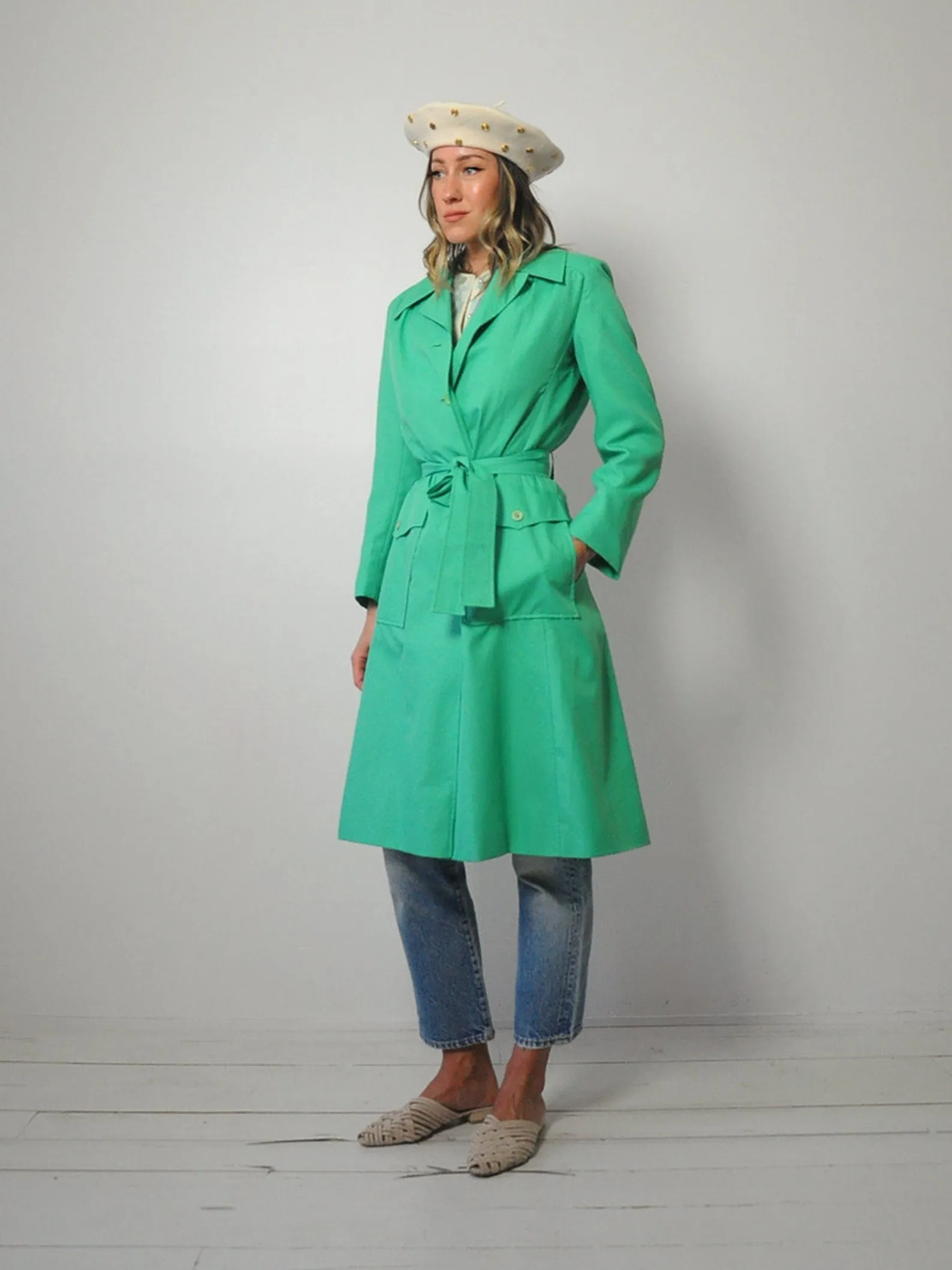 1970's Spring Green Trench Coat