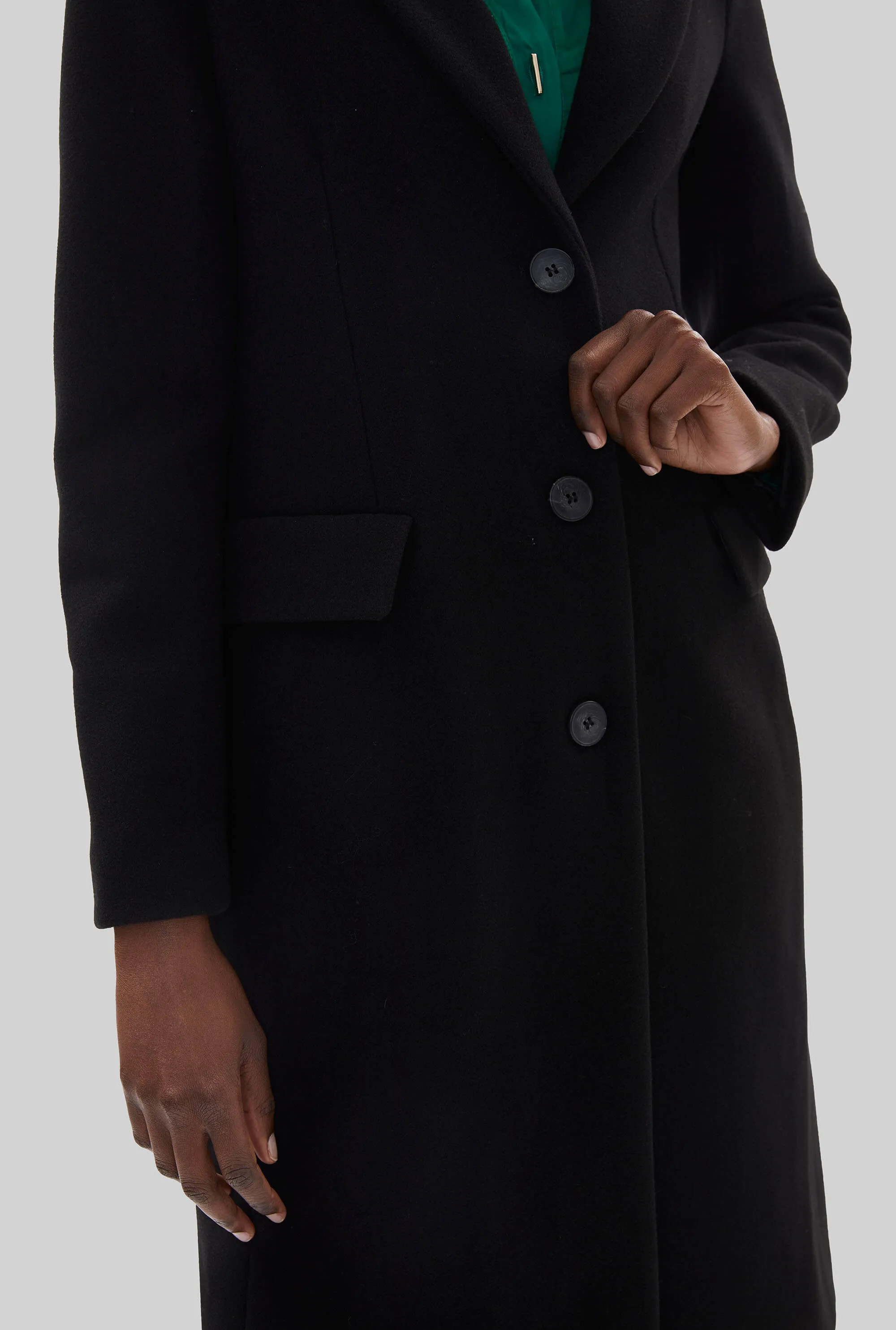 3 Button Coat Black