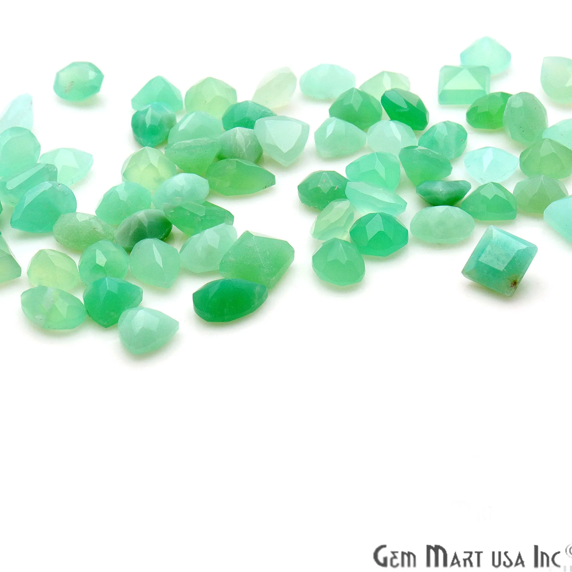 50ct Lot Chrysoprase Mix Shaped 7-8mm Stone, Faceted Gemstone Mixed lot, Loose Stones