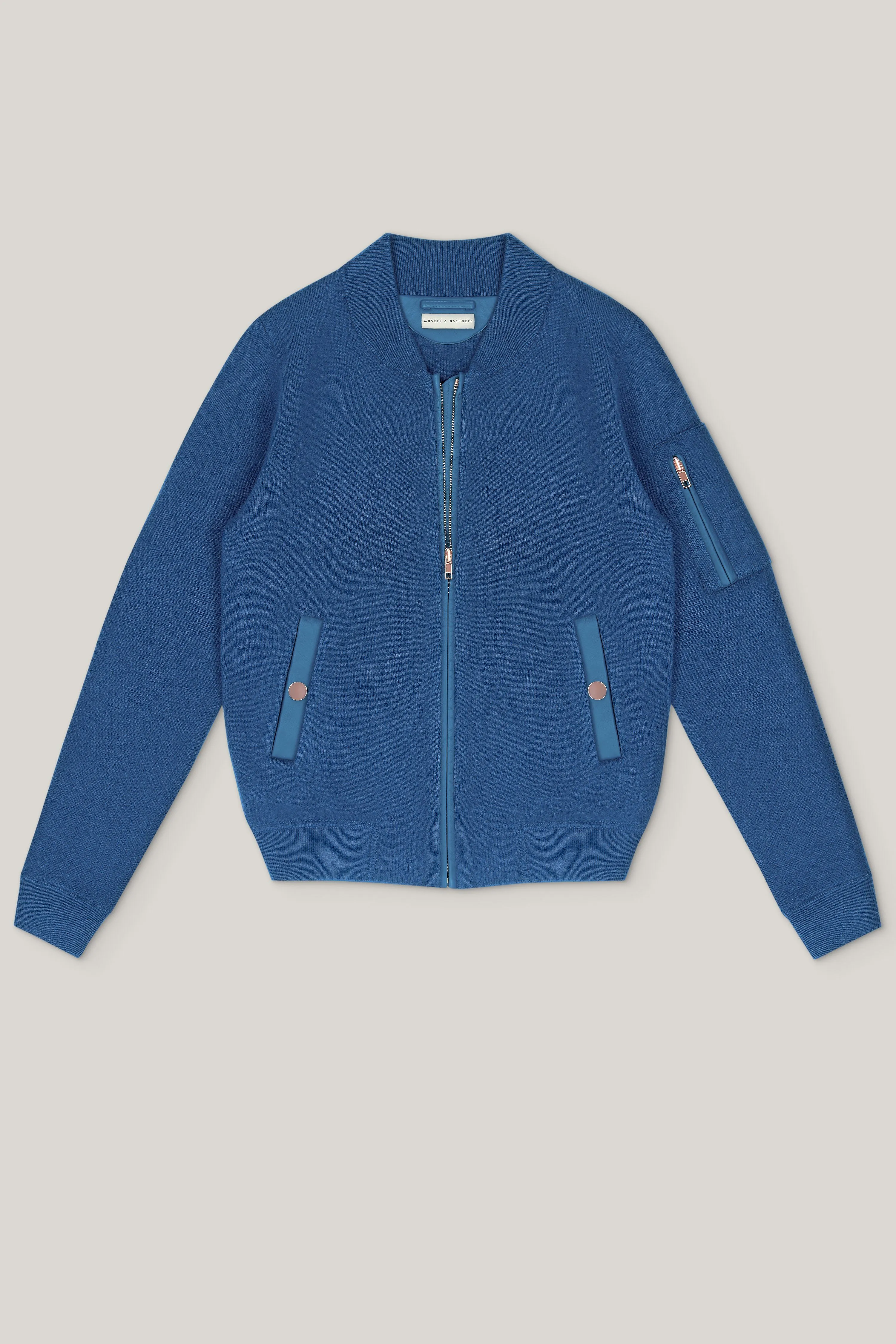 Aarhus Cashmere-Leather Bomber - Island Blue