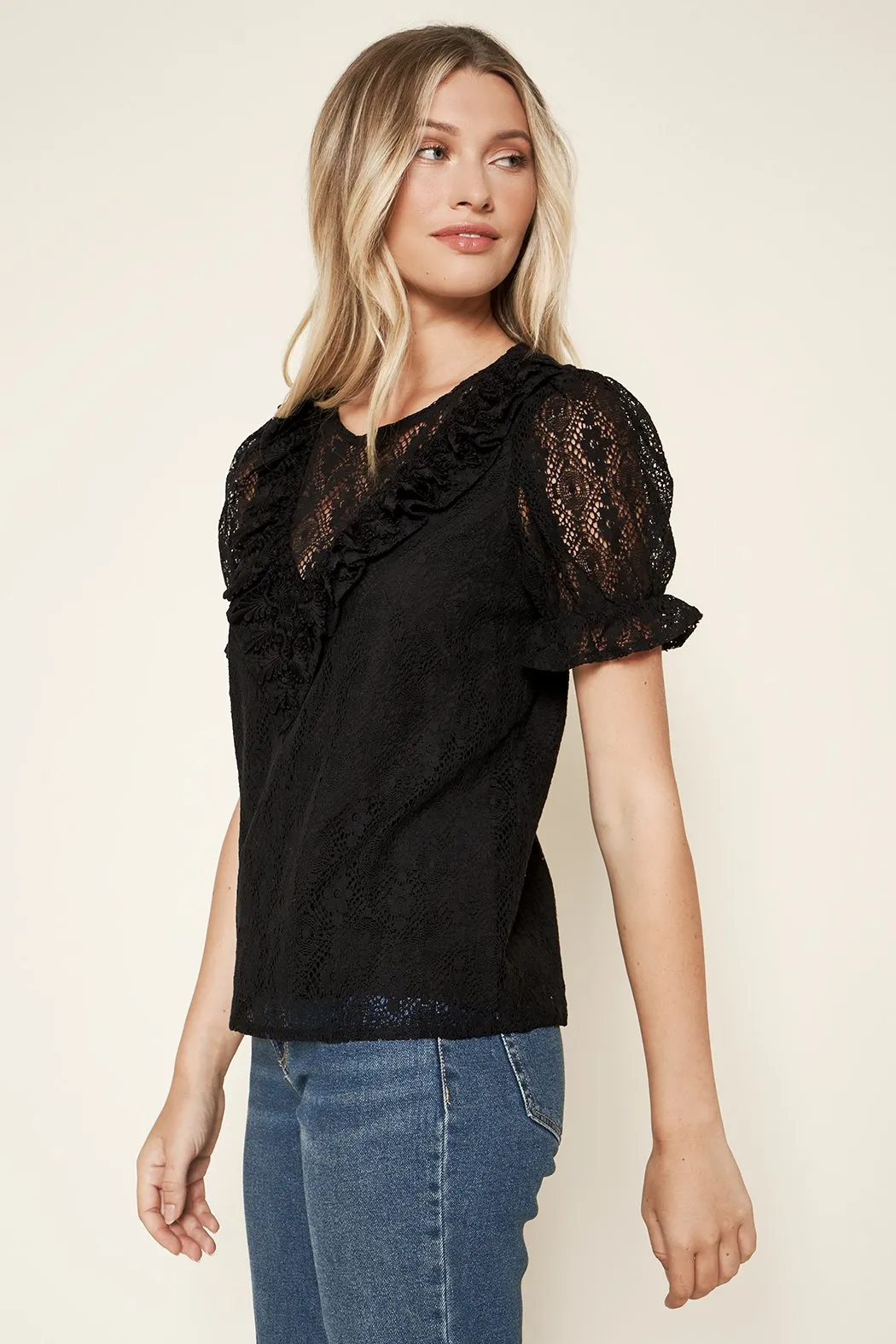 Adella Lace Ruffle Top