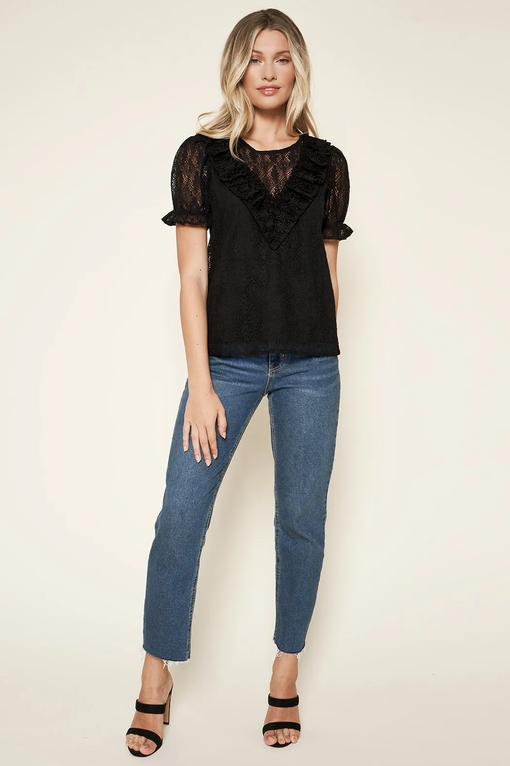 Adella Lace Ruffle Top