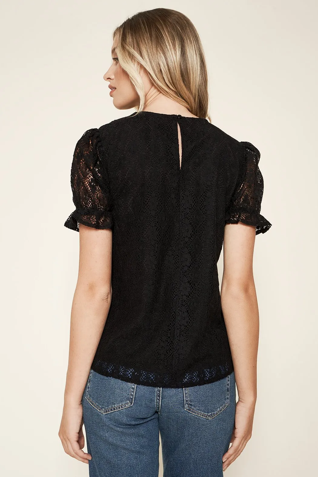 Adella Lace Ruffle Top