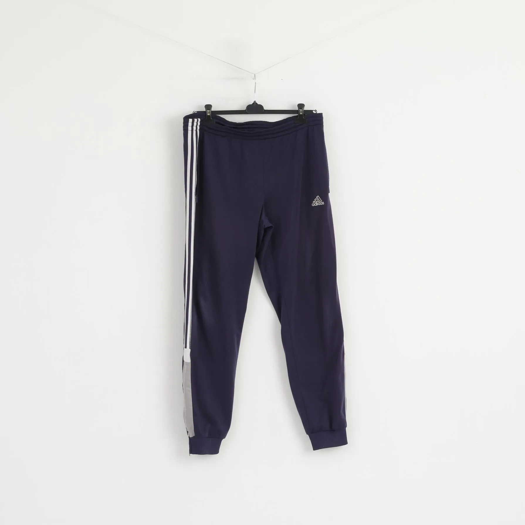 Adidas Men 180 M Sweatpants Shiny Navy Vintage Drawstring Belt Sport Trousers