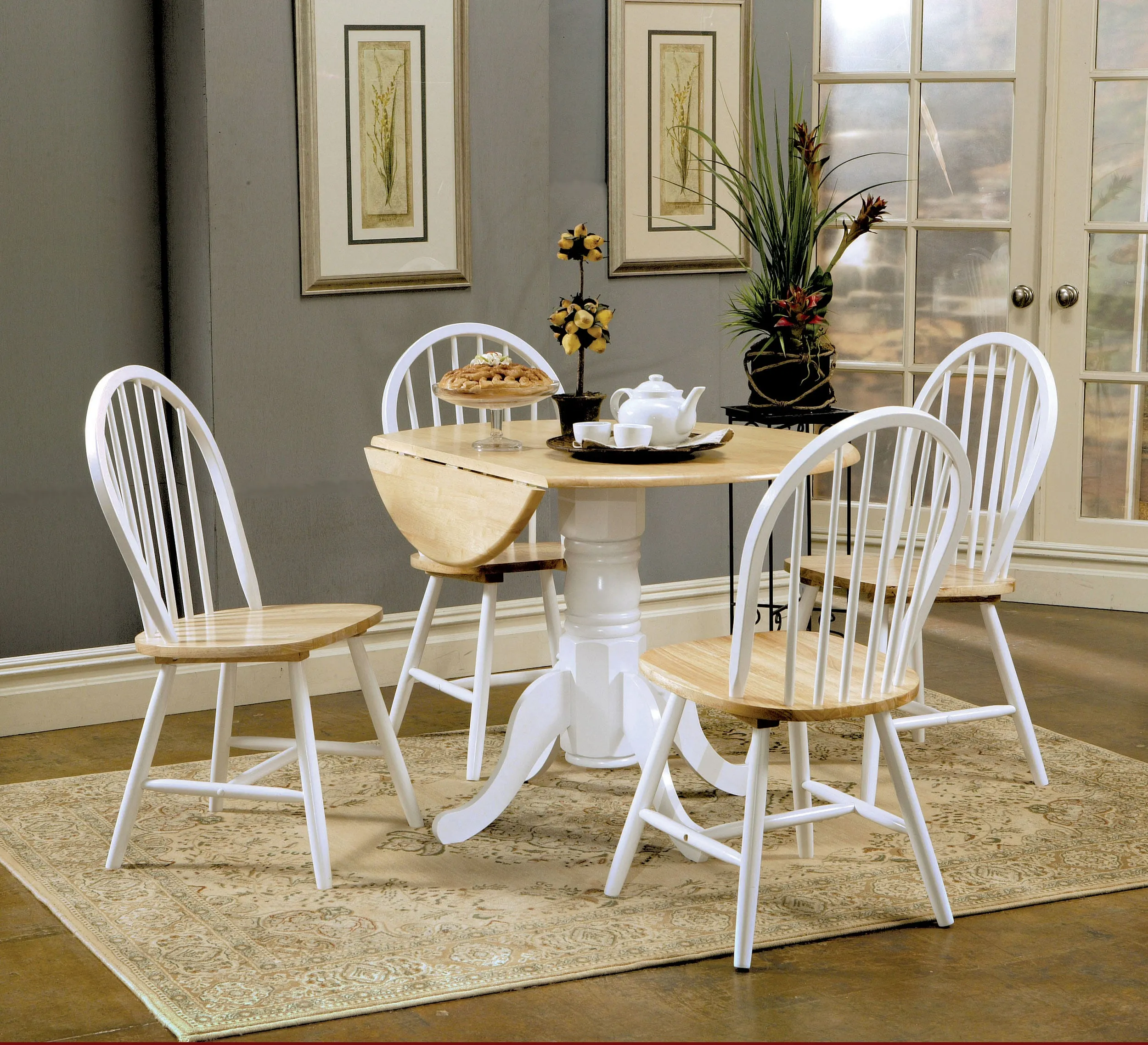 Allison Round 40-inch Drop Leaf Extension Dining Table White