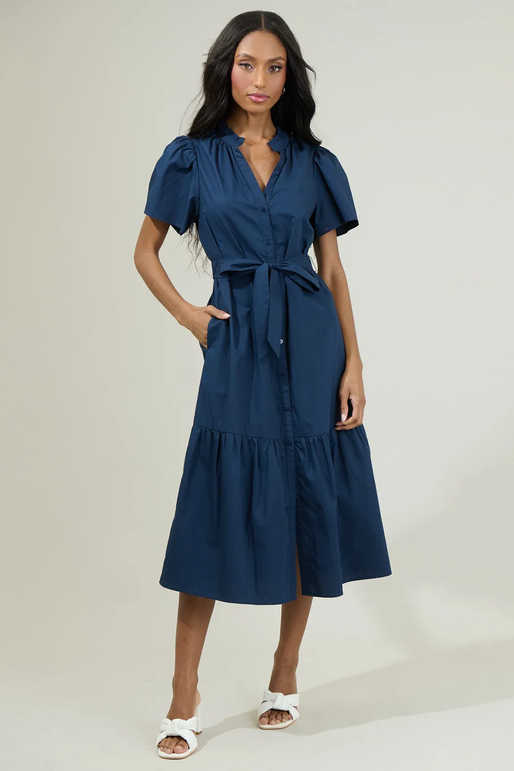 Beatrice Button Down Poplin Midi Dress