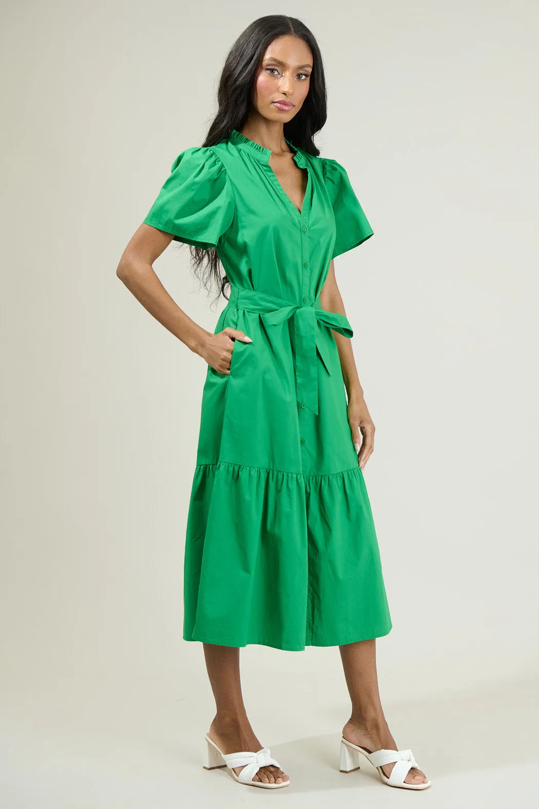 Beatrice Button Down Poplin Midi Dress