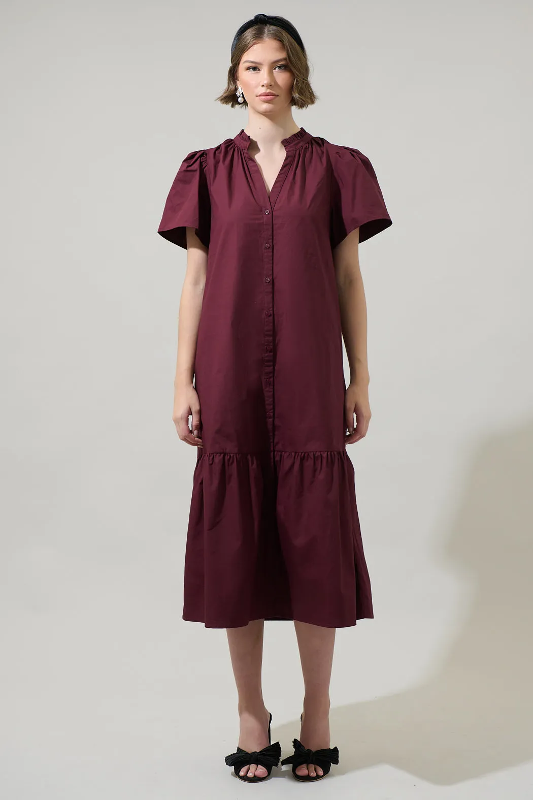 Beatrice Button Down Poplin Midi Dress