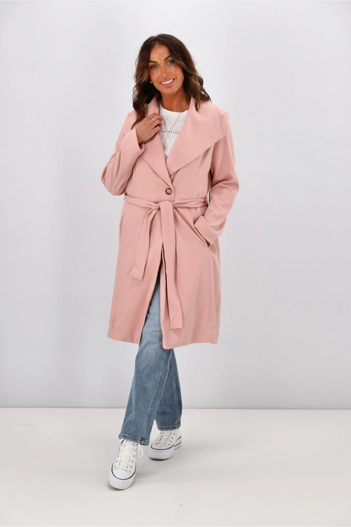 Betty Basics Christina Wrap Coat Powder Petal