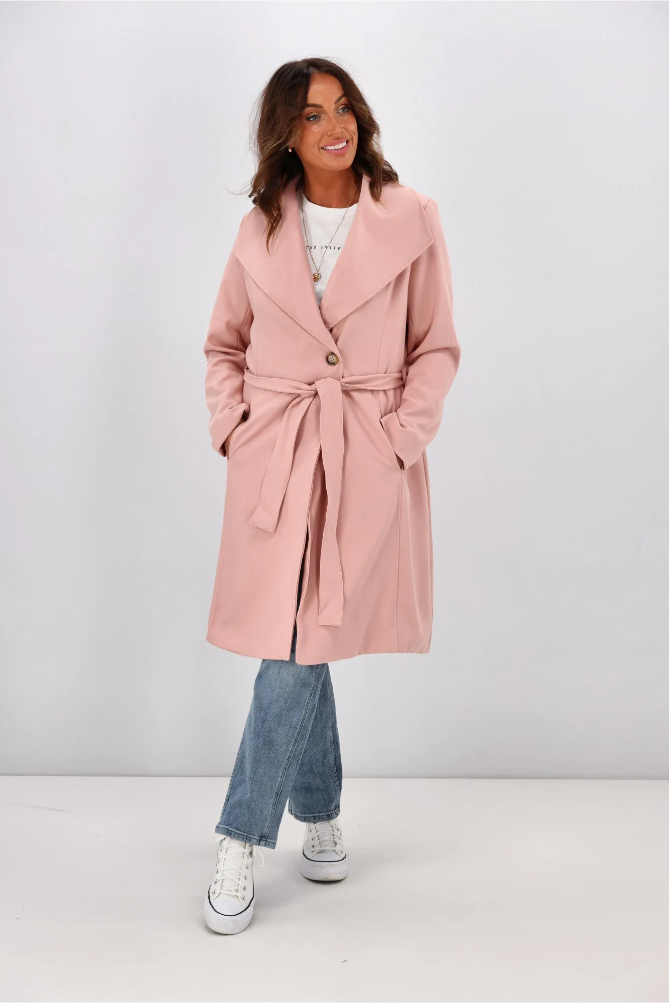 Betty Basics Christina Wrap Coat Powder Petal