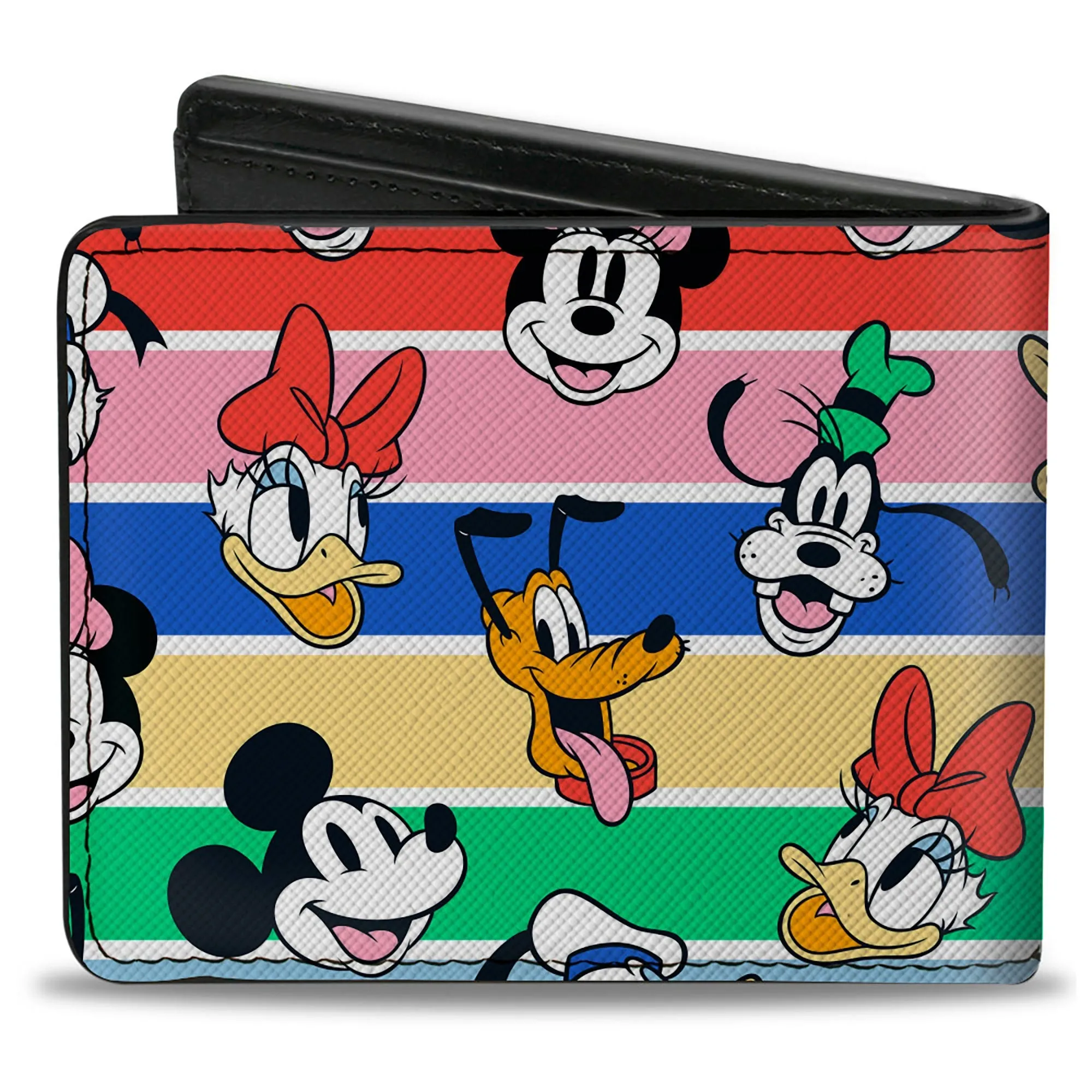 Bi-Fold Wallet - Disney Sensational Six Expressions Scattered Stripe Multi Color/White by Buckle-Down