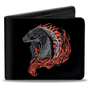 Bi-Fold Wallet - House of the Dragon Flames Black Reds Grays by Buckle-Down