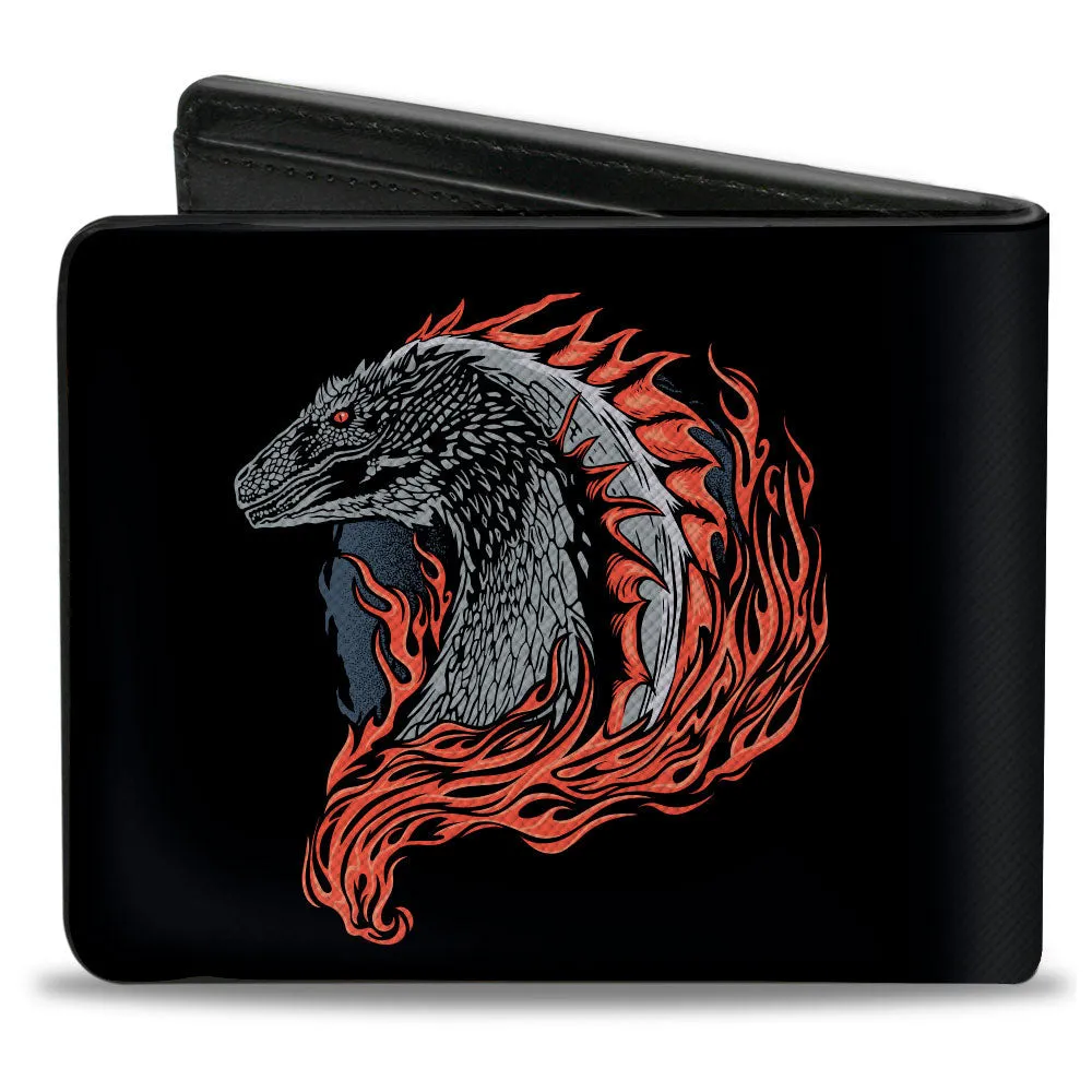 Bi-Fold Wallet - House of the Dragon Flames Black Reds Grays by Buckle-Down