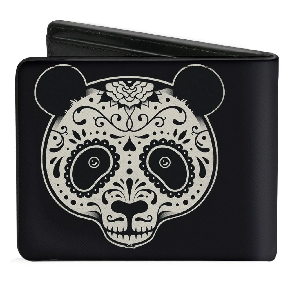 Bi-Fold Wallet - Panda Bear Sugar Skull Black White by Buckle-Down