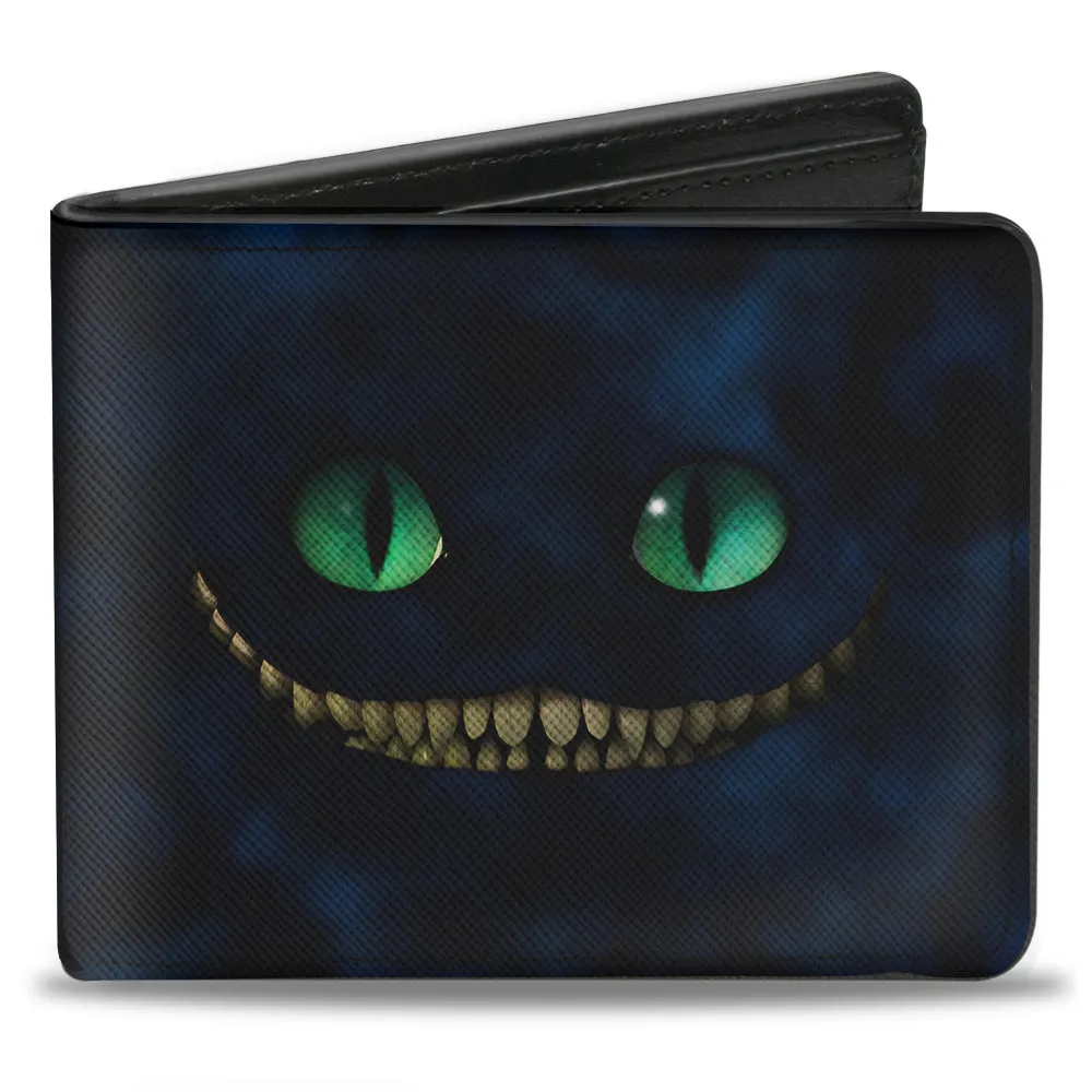 Bi-Fold Wallet - Tim Burton's Cheshire Cat Eyes & Teeth   Tree Pose Smokey Blues by Buckle-Down