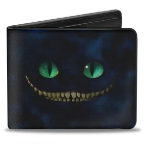 Bi-Fold Wallet - Tim Burton's Cheshire Cat Eyes & Teeth   Tree Pose Smokey Blues by Buckle-Down