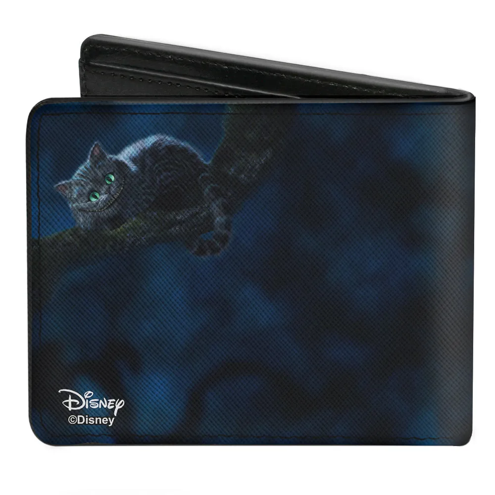 Bi-Fold Wallet - Tim Burton's Cheshire Cat Eyes & Teeth   Tree Pose Smokey Blues by Buckle-Down