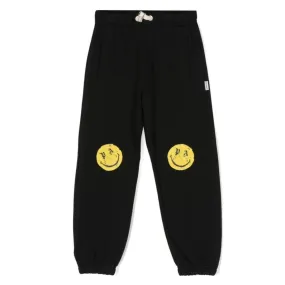 Black Smiley Brush Sweatpants