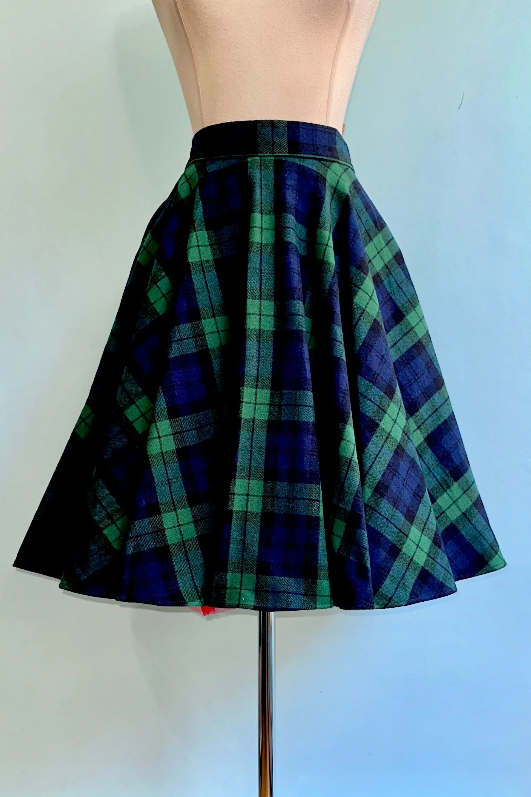 Black Watch Plaid Flannel Circle Skirt by Heart of Haute