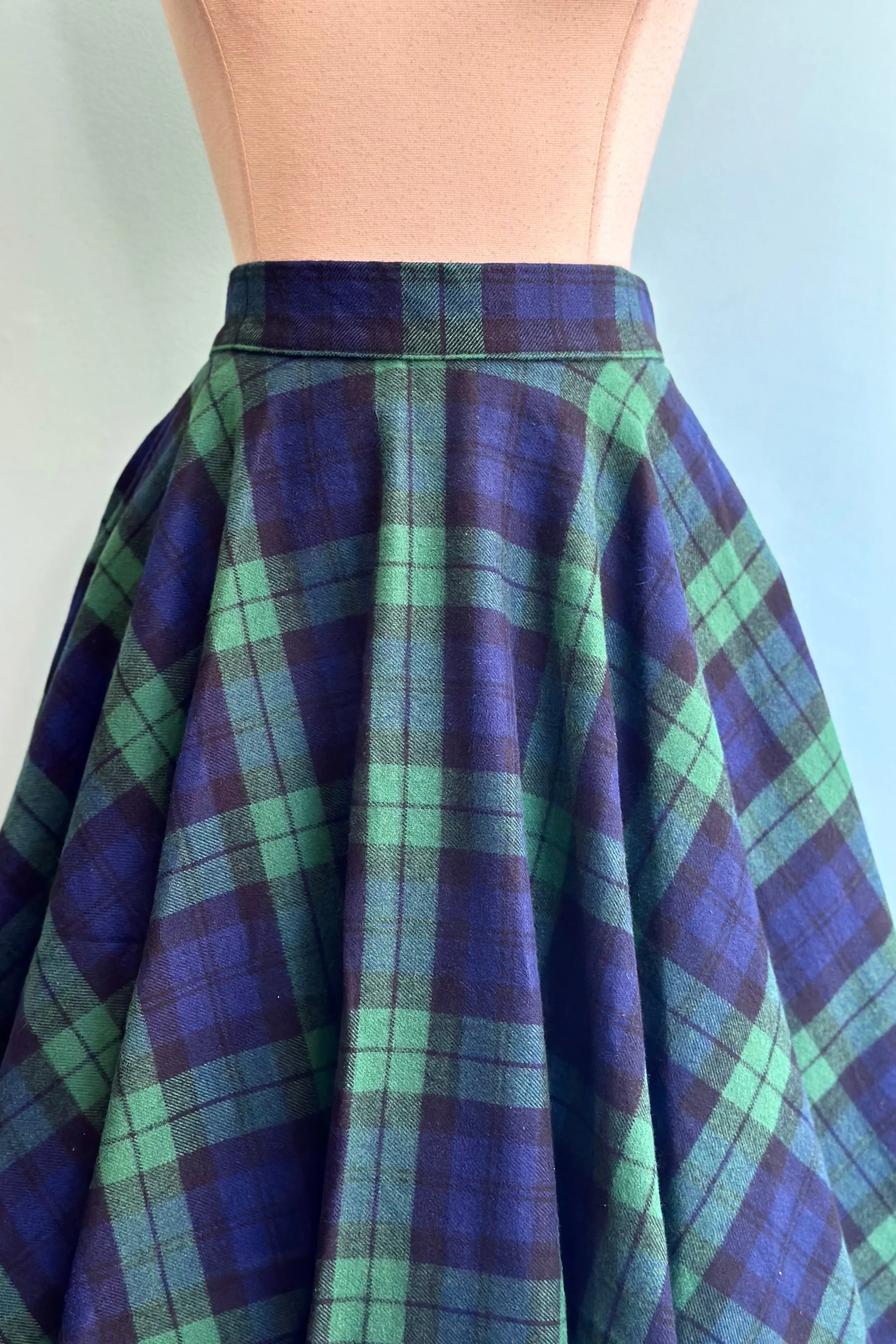 Black Watch Plaid Flannel Circle Skirt by Heart of Haute