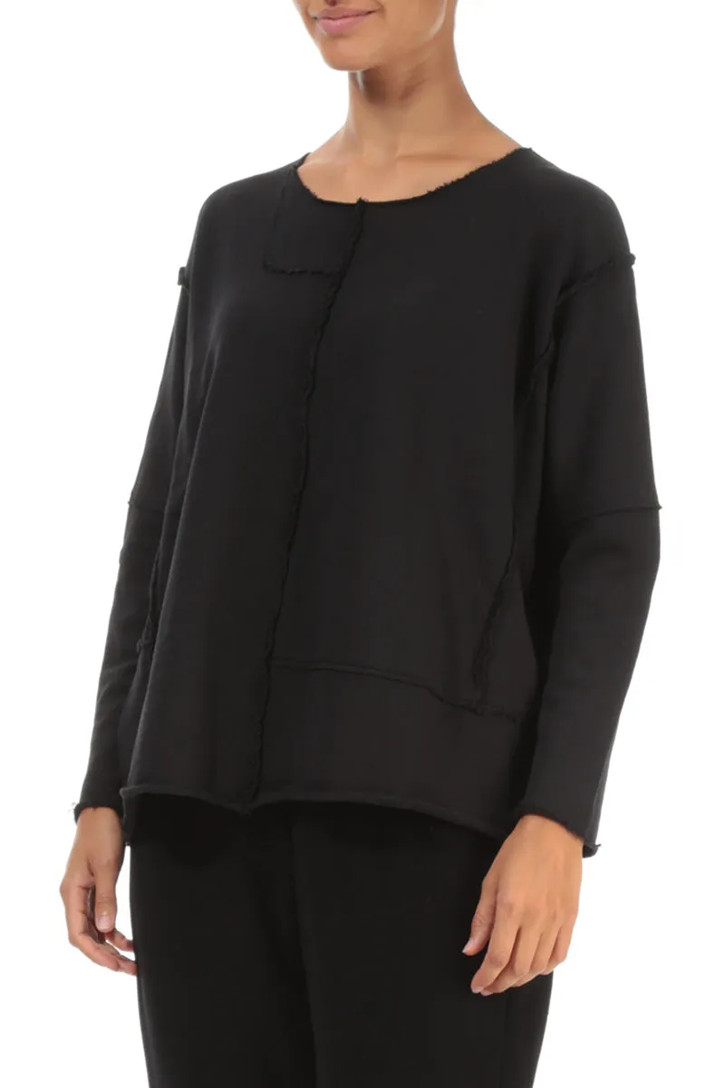 Boxy Black Cotton Jumper