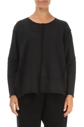 Boxy Black Cotton Jumper