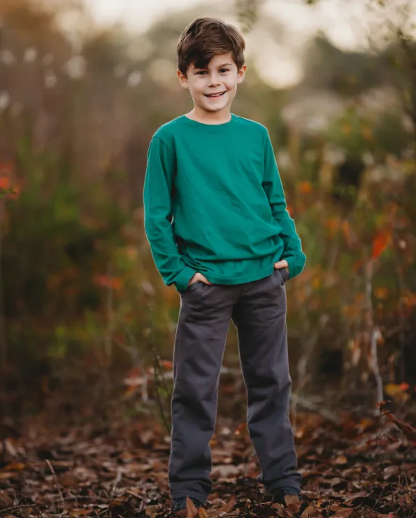 Boys Soft Cotton Fleece Straight Leg Pocket Pant | Concrete