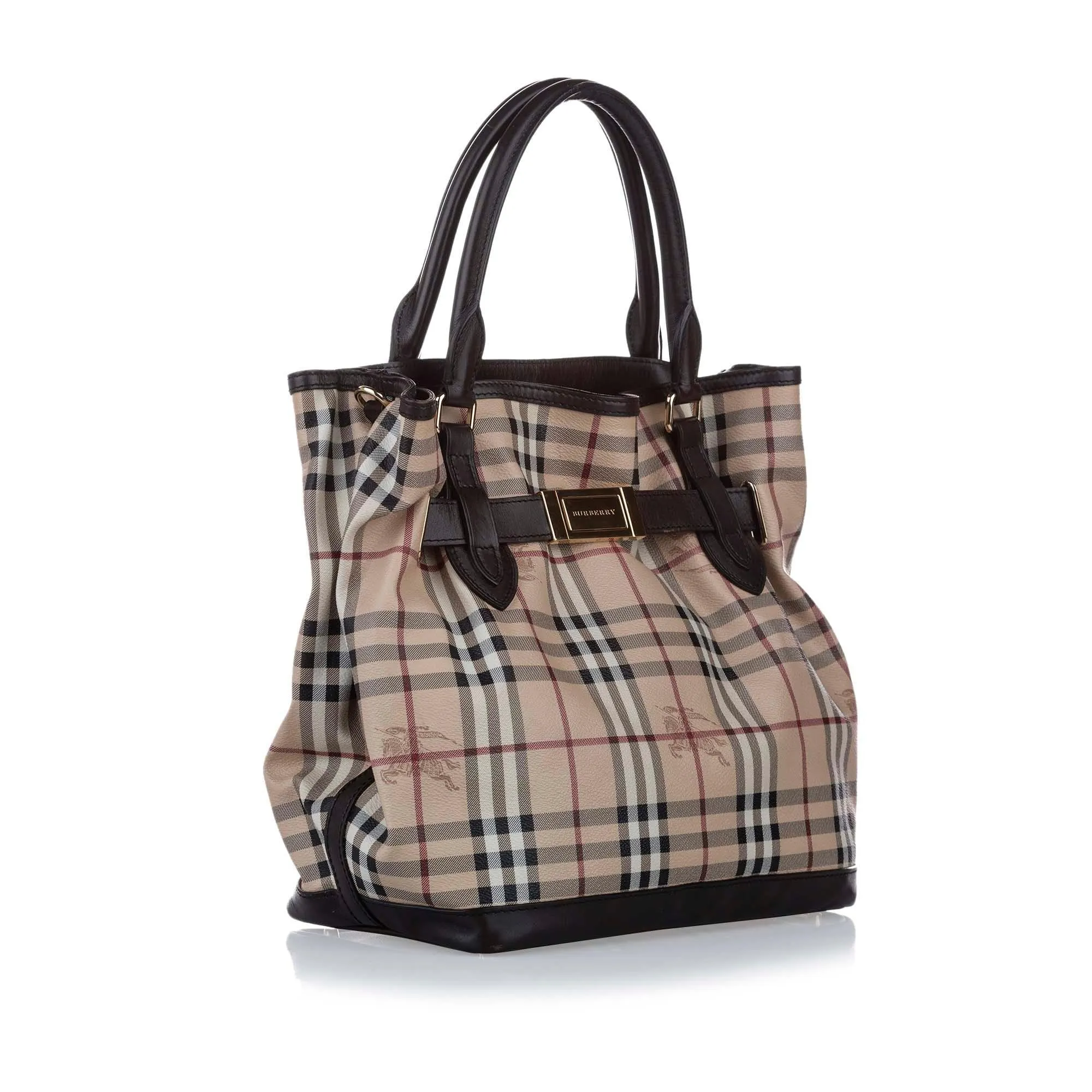 Burberry Haymarket Check Golderton Canvas Satchel (SHG-14416)