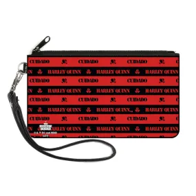 Canvas Zipper Wallet - LARGE - The Suicide Squad 2021 CUIDADO HARLEY QUINN Caution Stripe Red Black by Buckle-Down