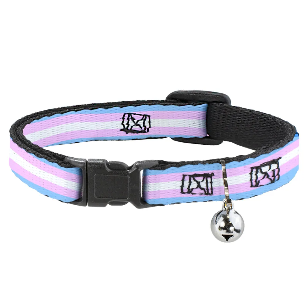 Cat Collar Breakaway - Flag Transgender Baby Blue Baby Pink White by Buckle-Down