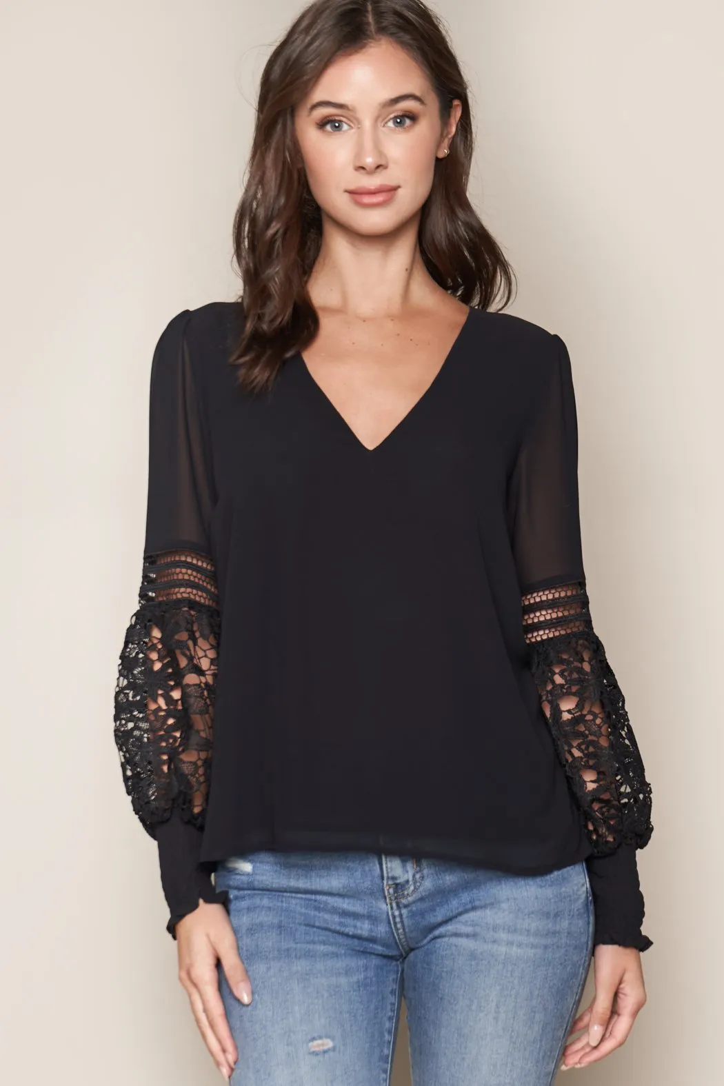 Ciena Lace Sleeve Blouse