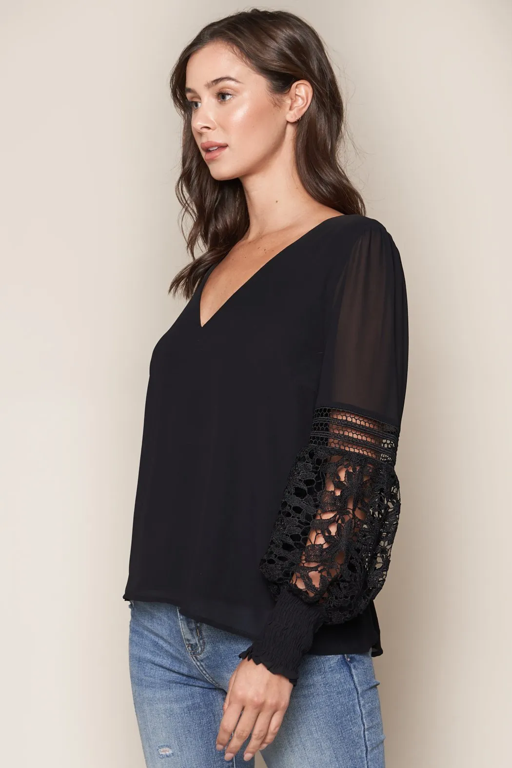 Ciena Lace Sleeve Blouse