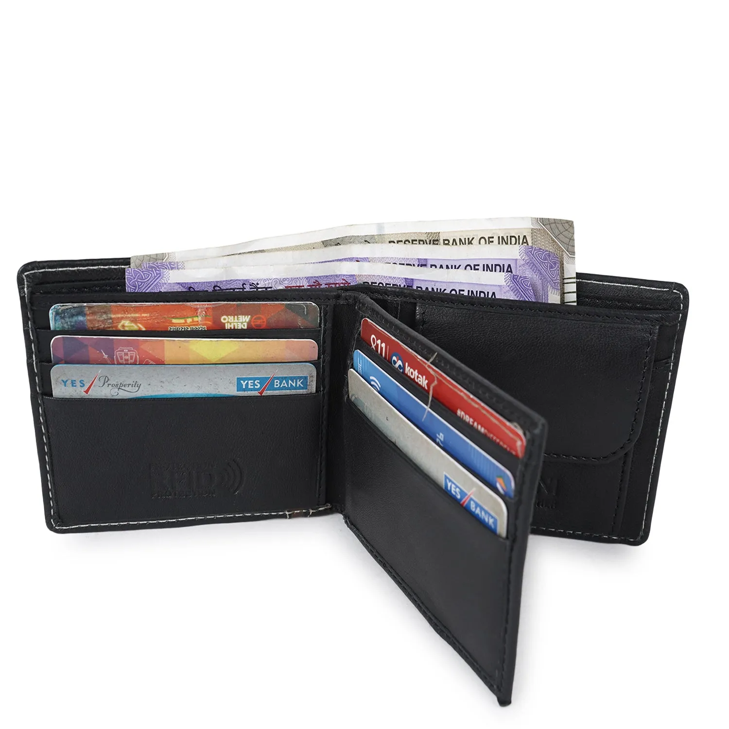 CIMONI Genuine Leather Classy Black Slim Travel Cards Wallet for Men