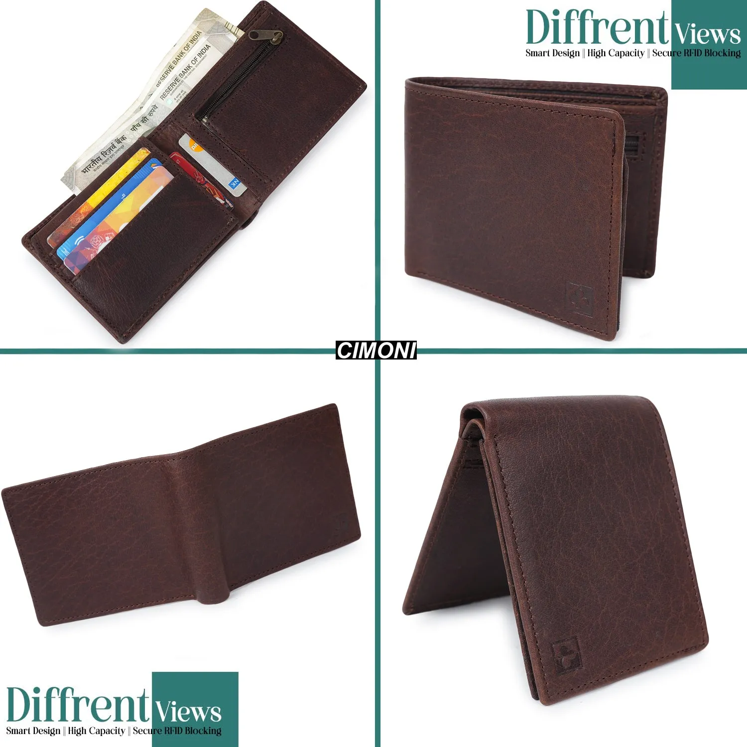 CIMONI Genuine Leather Stylish Classy Design Ultra Slim Multiple Credit Cards Slot Wallet for Men