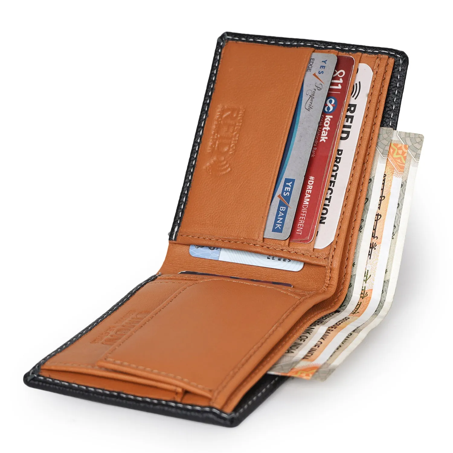 CIMONI Genuine Leather Stylish Credit/5 Debit Card Slots 1 Flap Coin Pocket Wallet for Men