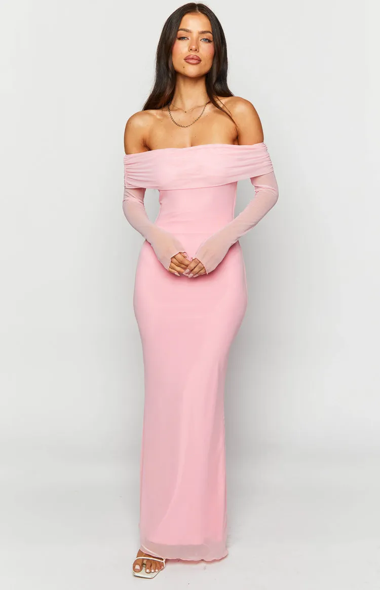 Coraline Pink Long Sleeve Maxi Dress