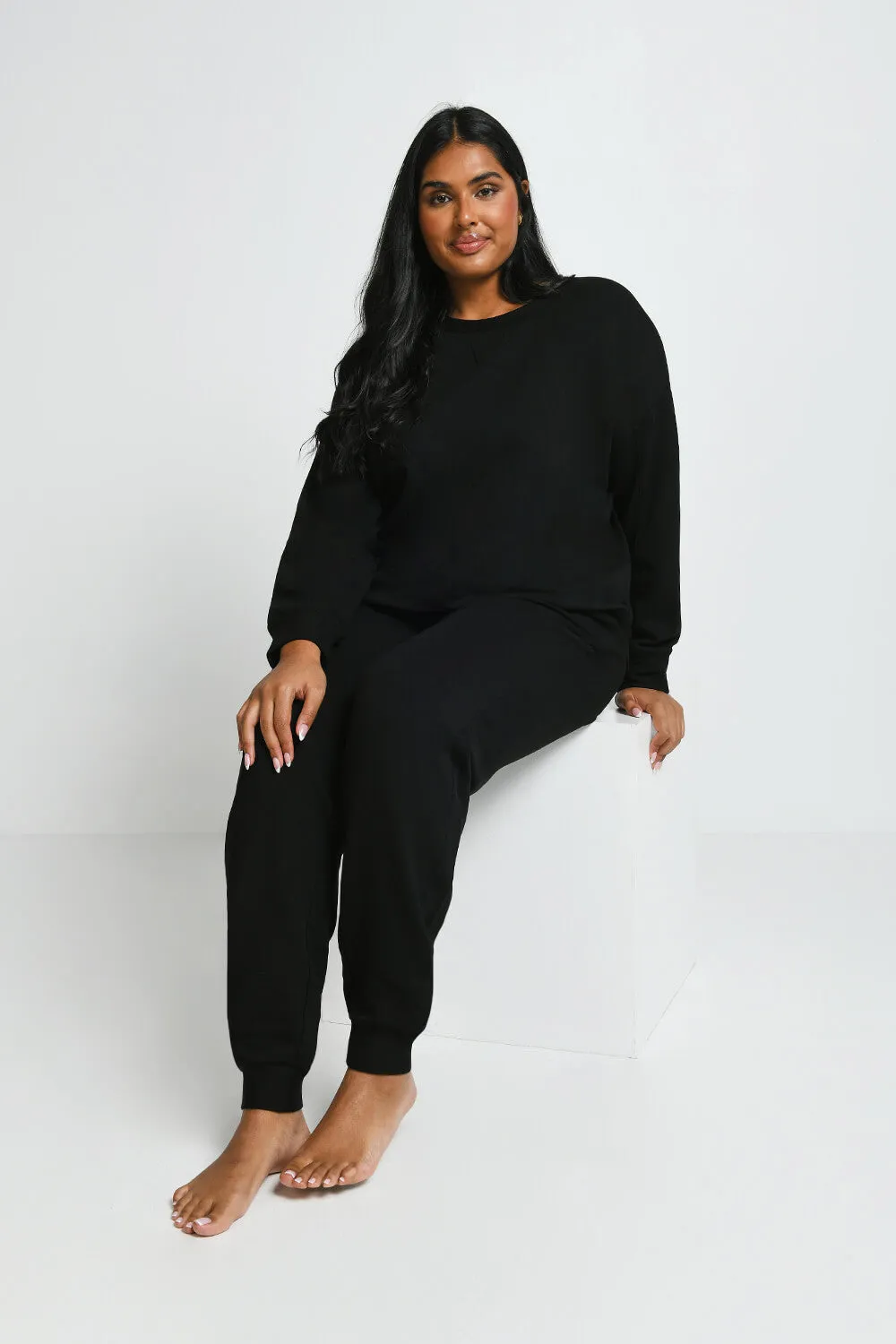 Curve Luxe Lounge Sweatshirt - Black