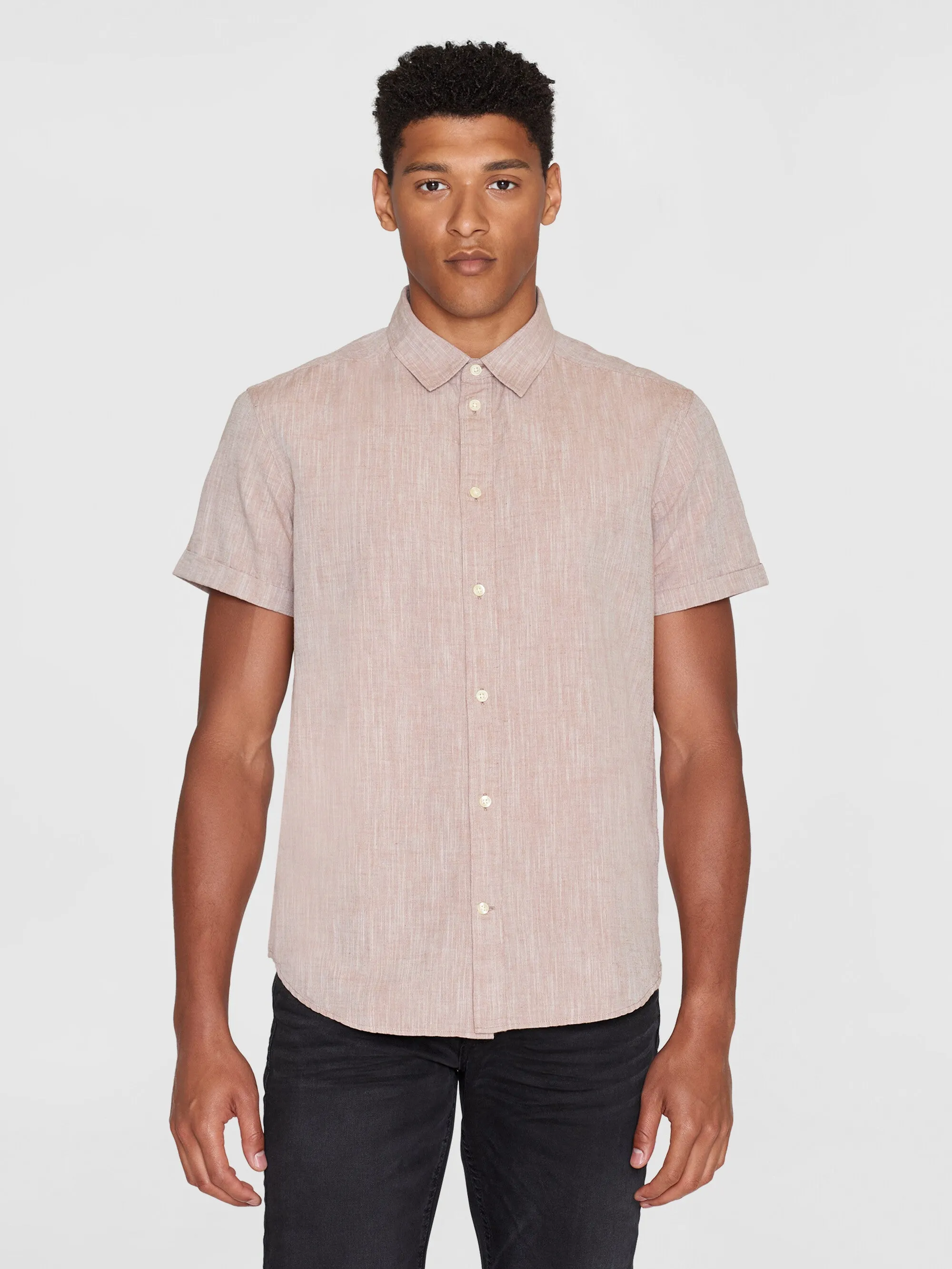 Custom fit linen short sleeve shirt - Chocolate Malt