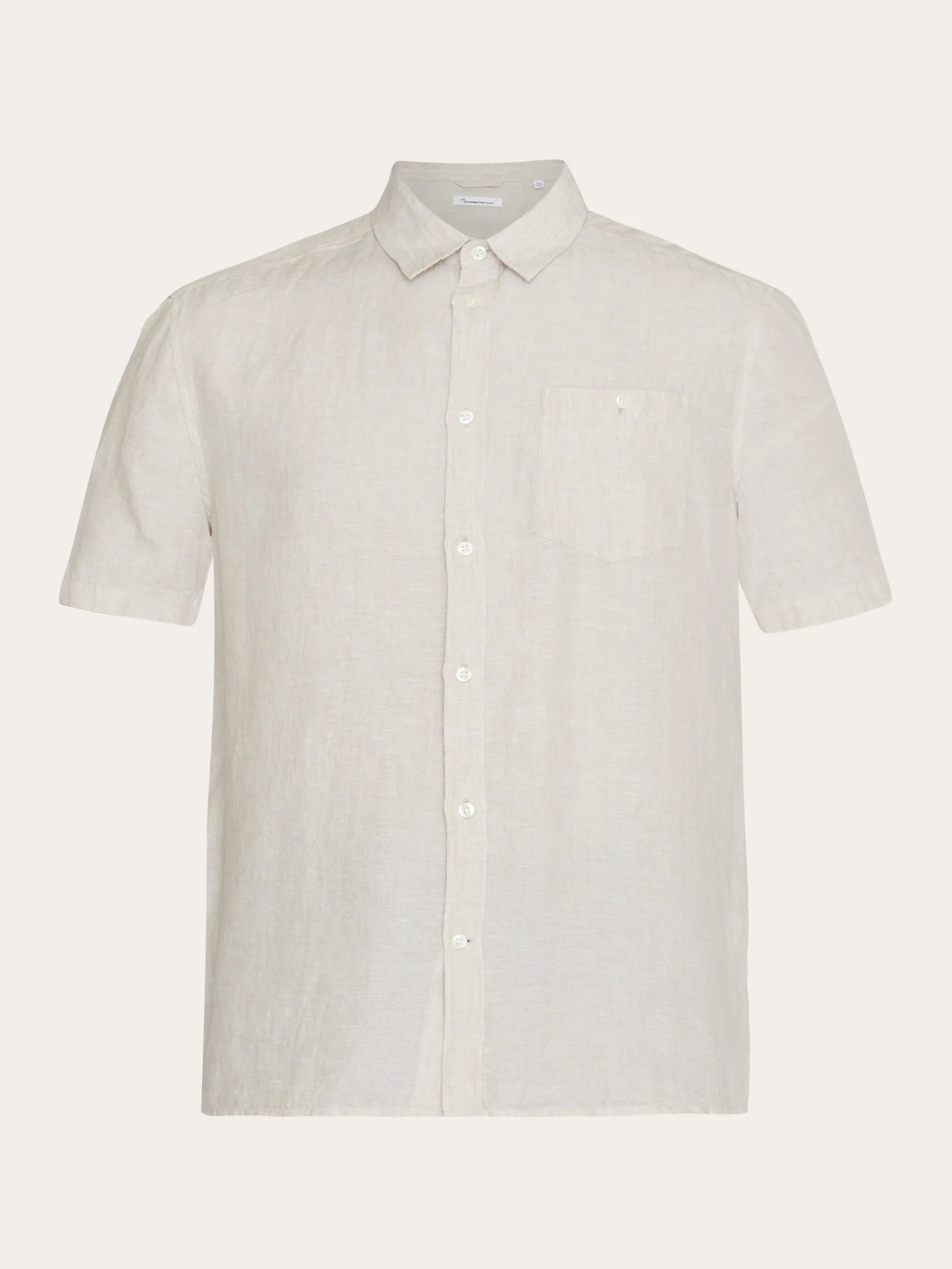 Custom fit linen short sleeve shirt - Yarndyed - Light feather gray