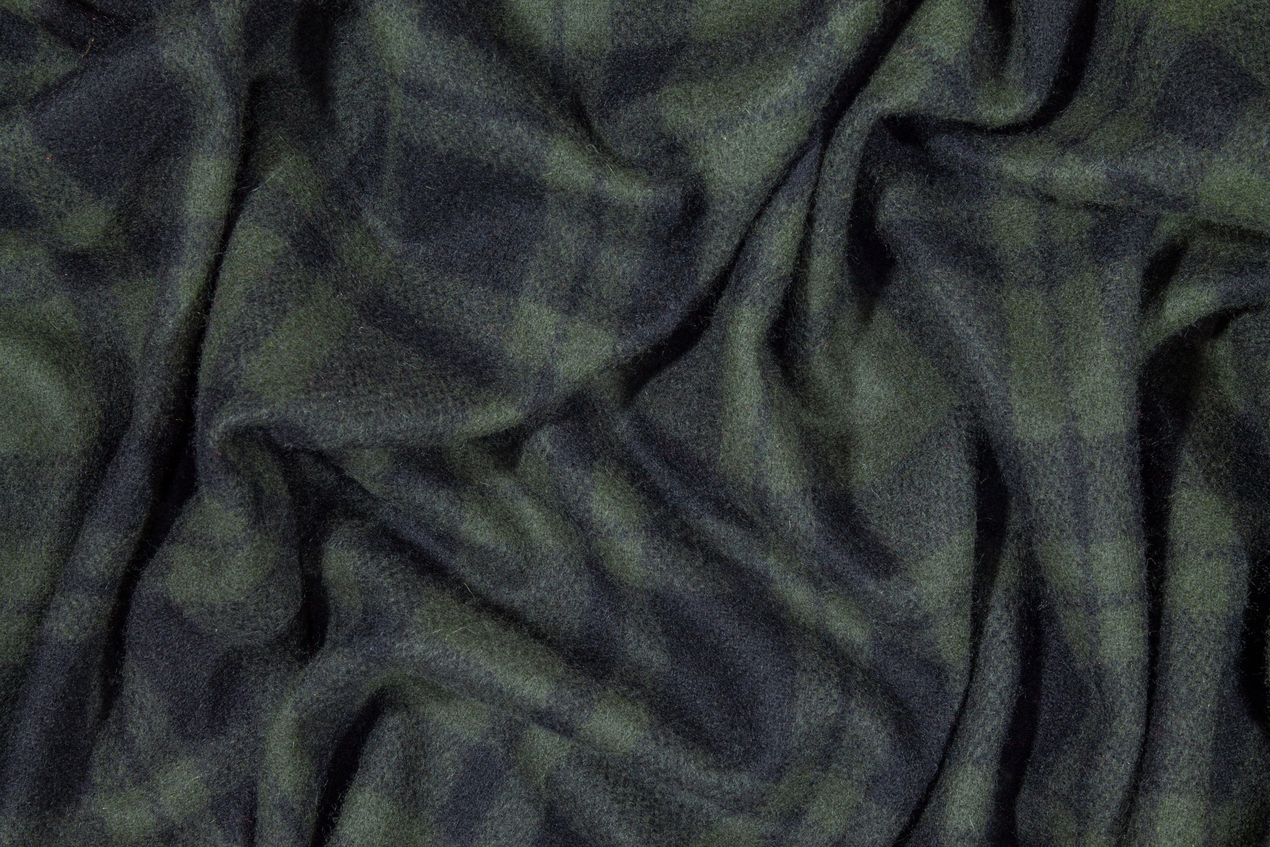 Dark Green Plaid Double Faced Italian Wool Coating