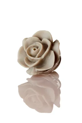 David August Open Rose Lapel Pin - Grey