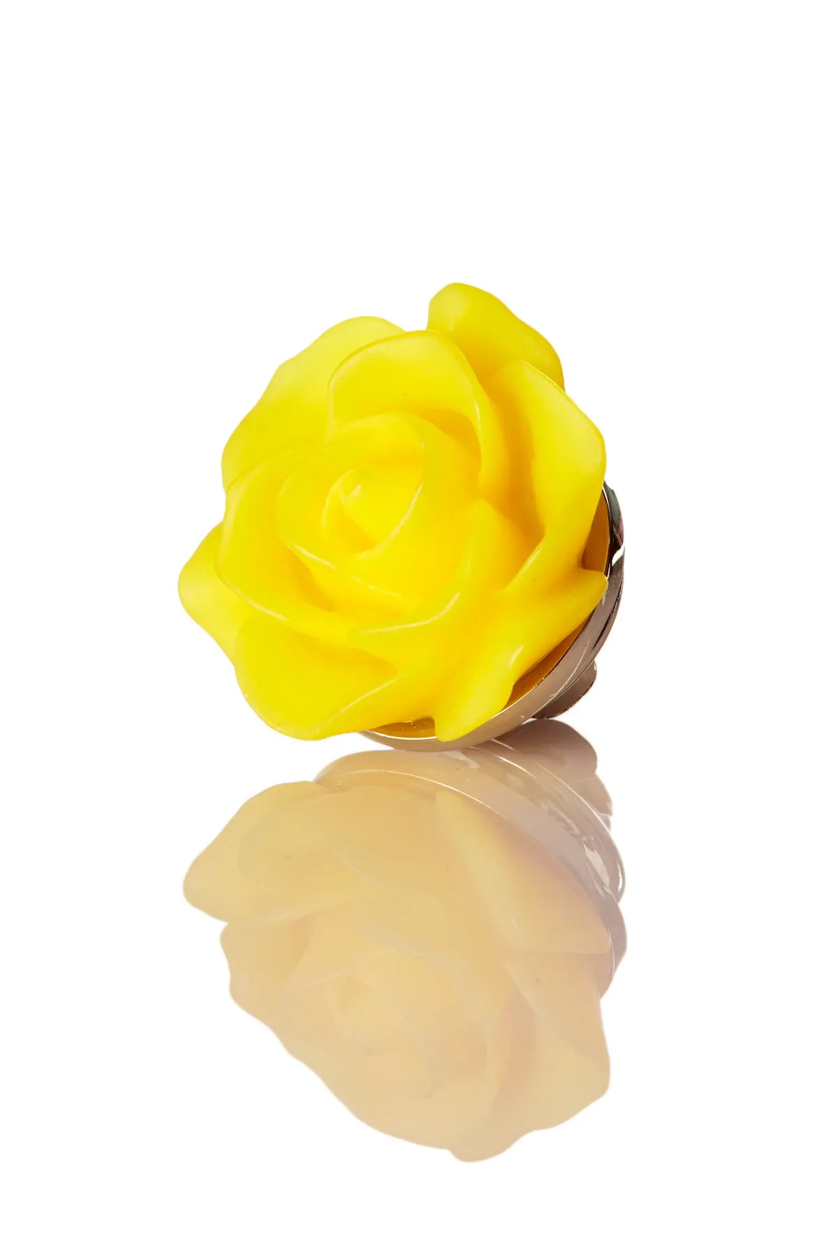 David August Open Rose Lapel Pin - Yellow