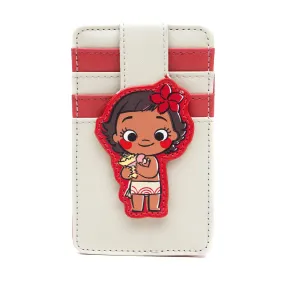 Disney Vegan Leather Wallet, ID Card Holder, Moana Baby Moana Pose Tan Red, 3.0" x 5.0"