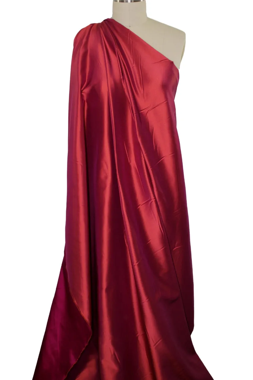 Double Sided Silk Duchesse Satin - Magenta/Iridescent Nighttime Coral