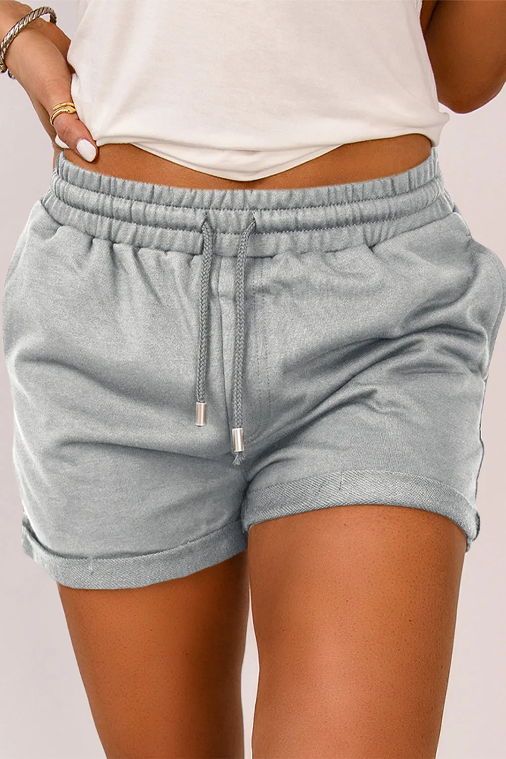 Drawstring Waist Cuffed Shorts