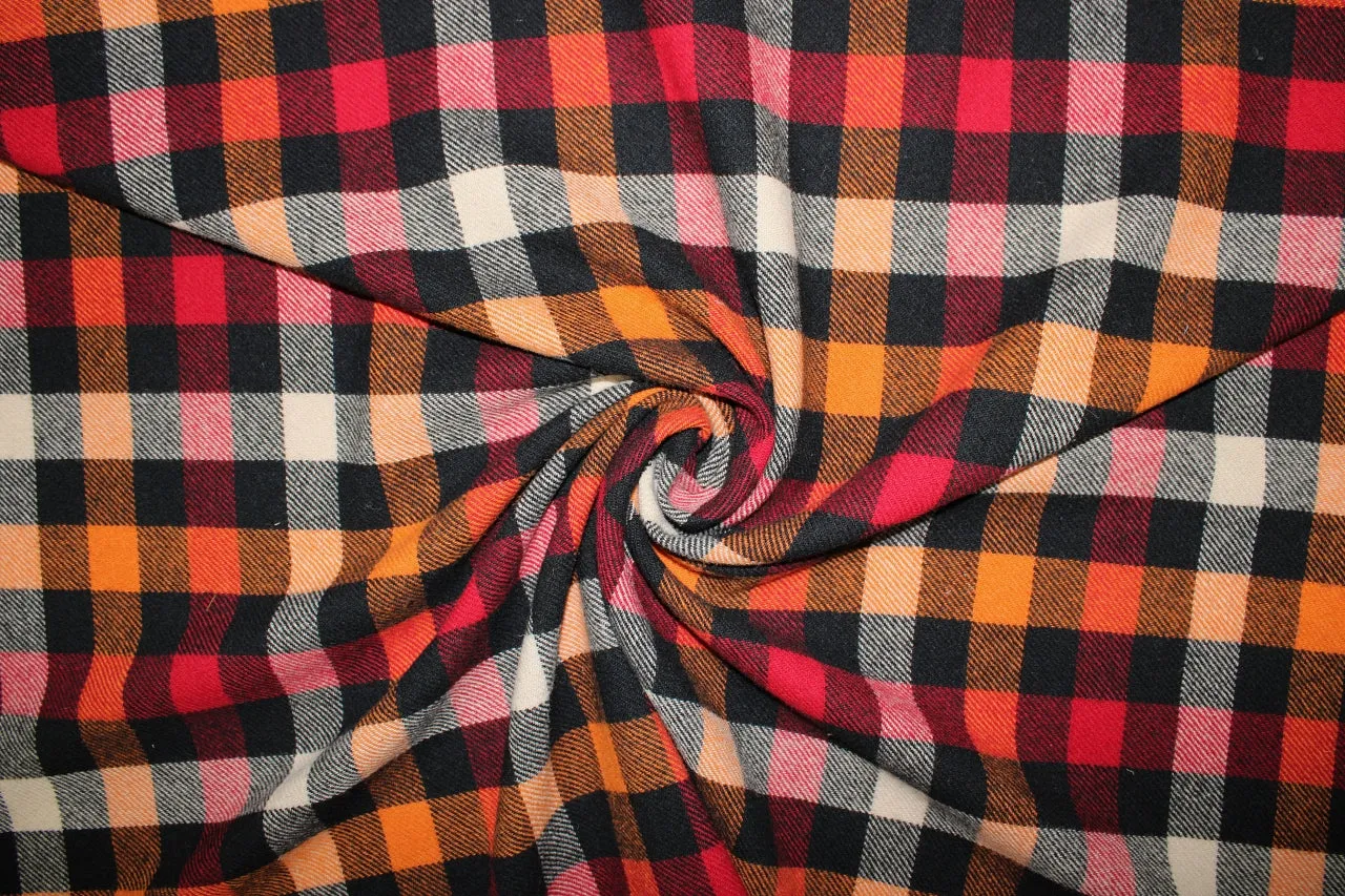 English Buffalo Check Flannel - Orange/Red/Black/Beige